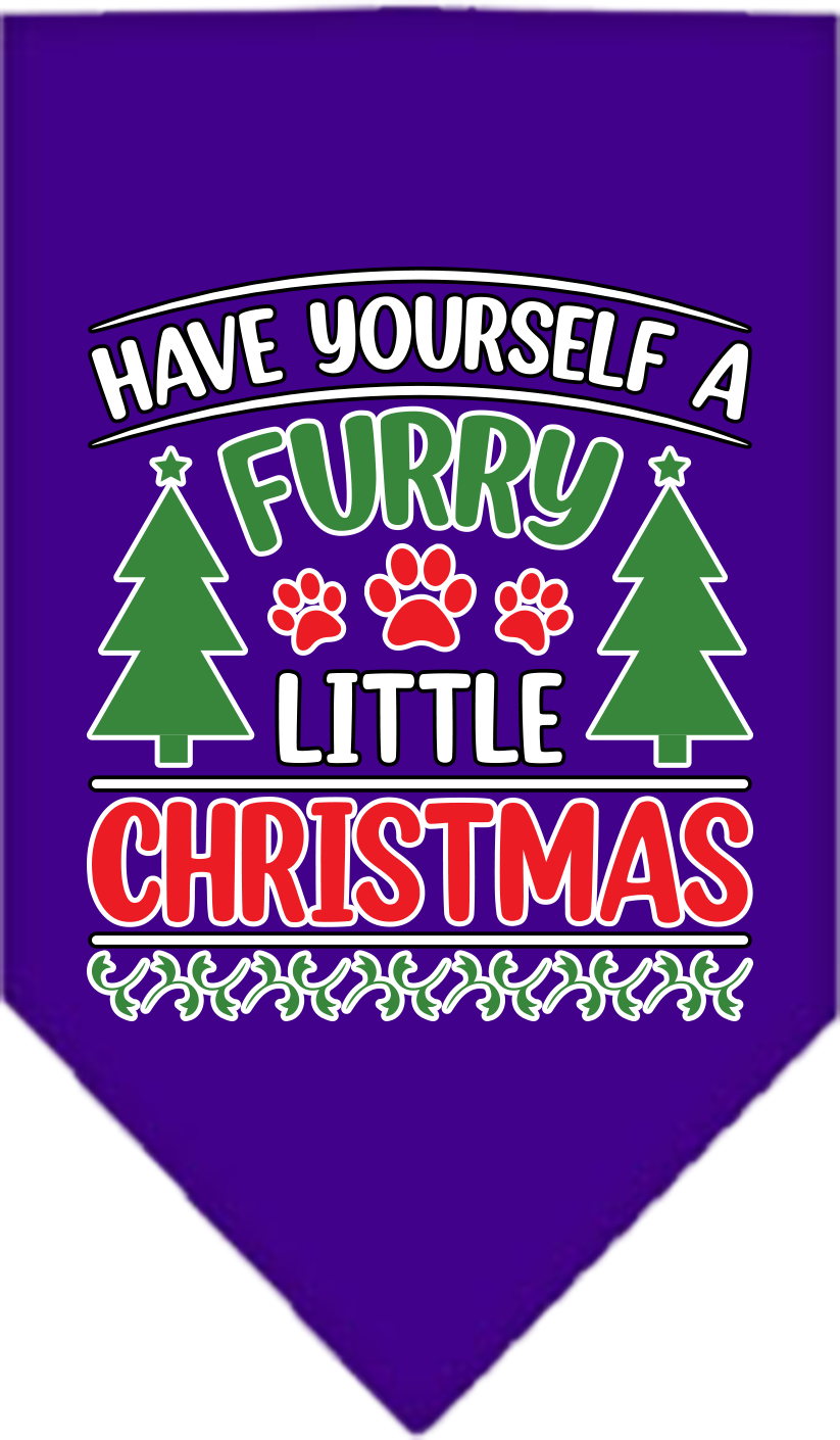 Furry Little Christmas Screen Print Bandana Purple Size Large